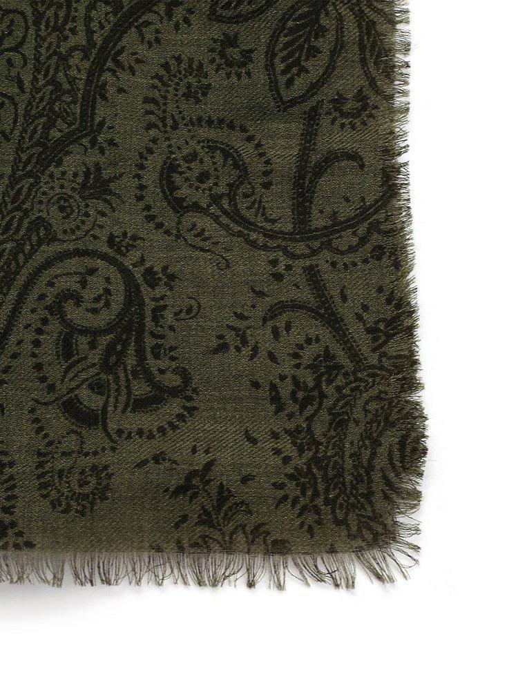 ETRO paisley-print frayed scarf - Green