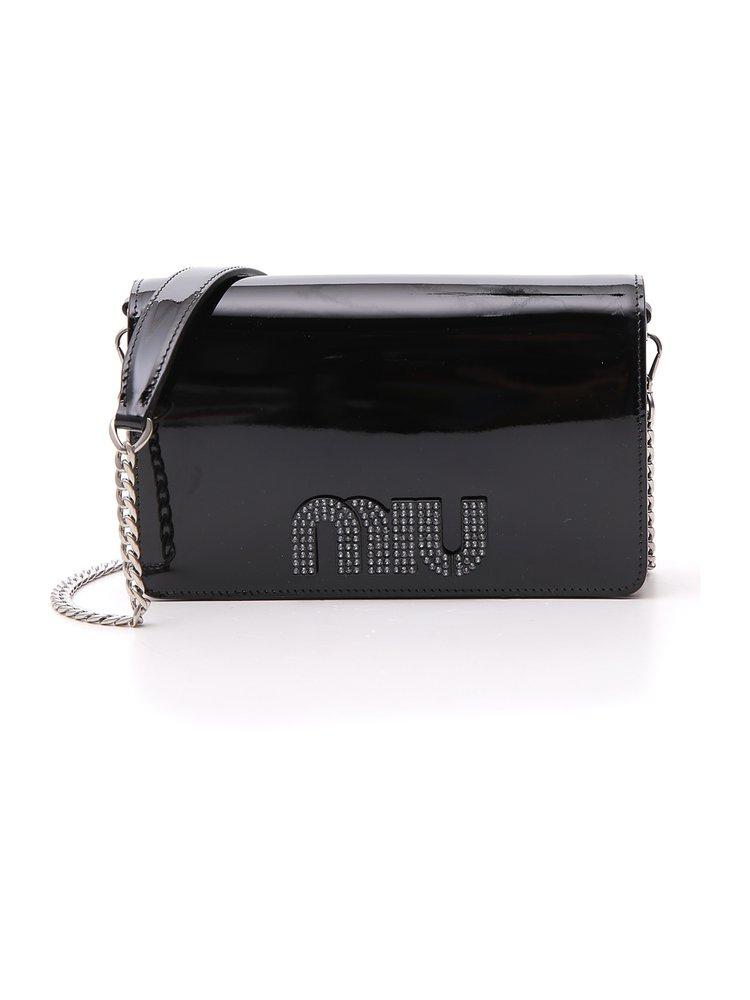 Miu Miu Logo Crossbody Bag in Black Lyst