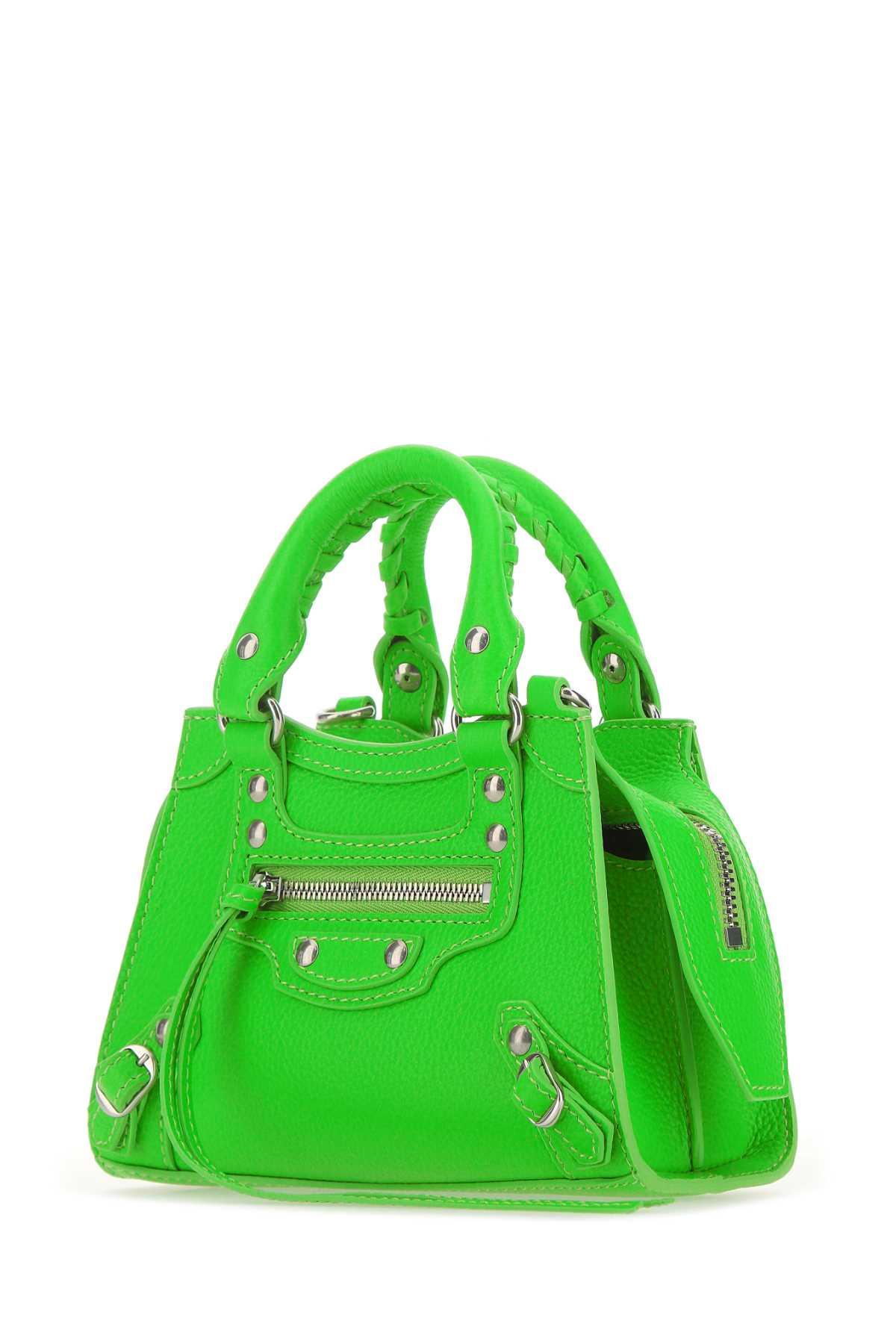 Balenciaga Leather Neo Classic City Nano Top Handle Bag in Green 