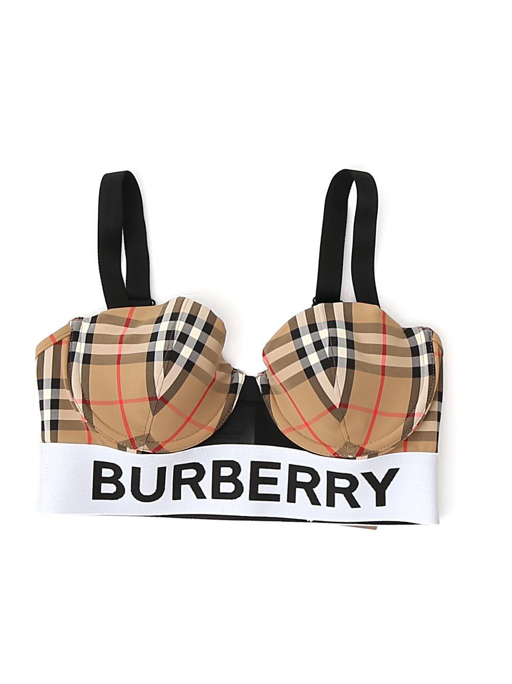 Burberry Synthetic Logo Vintage Check Bra in Beige (Natural) | Lyst Canada
