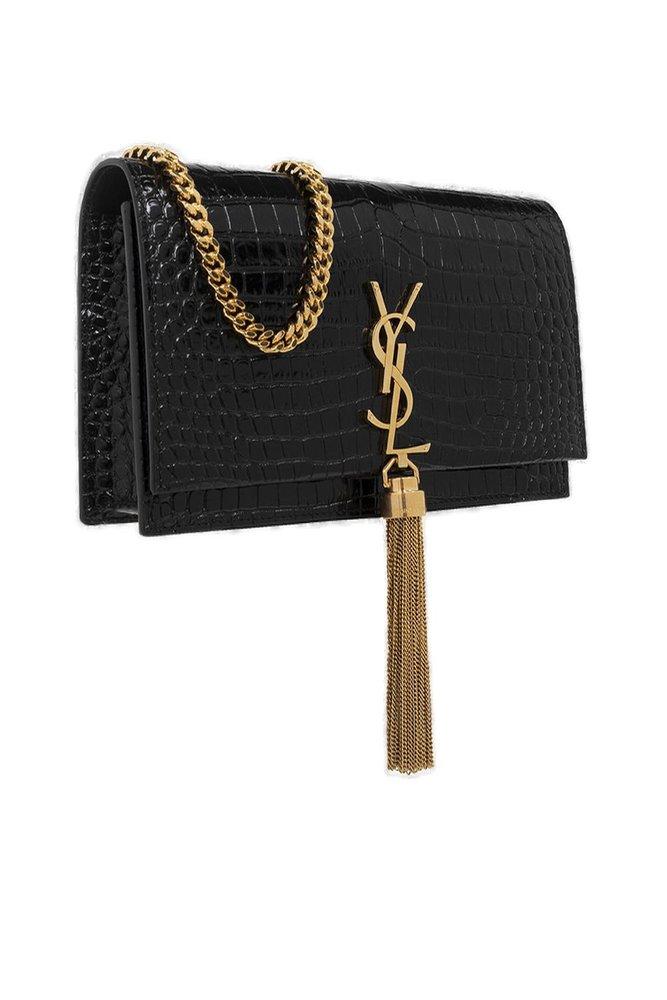 YSL KATE SMALL W/ TASSLE IN EMBOSSED CROC LEATHER