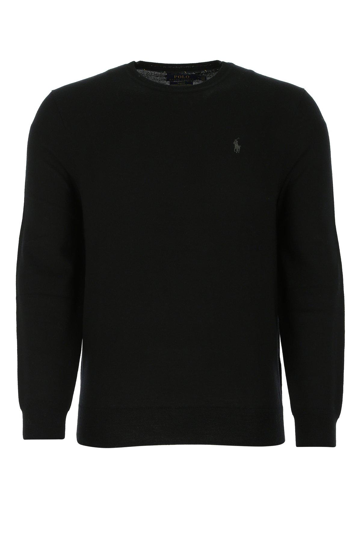 Polo Ralph Lauren Wool Logo Crewneck Sweater in Black for Men - Lyst