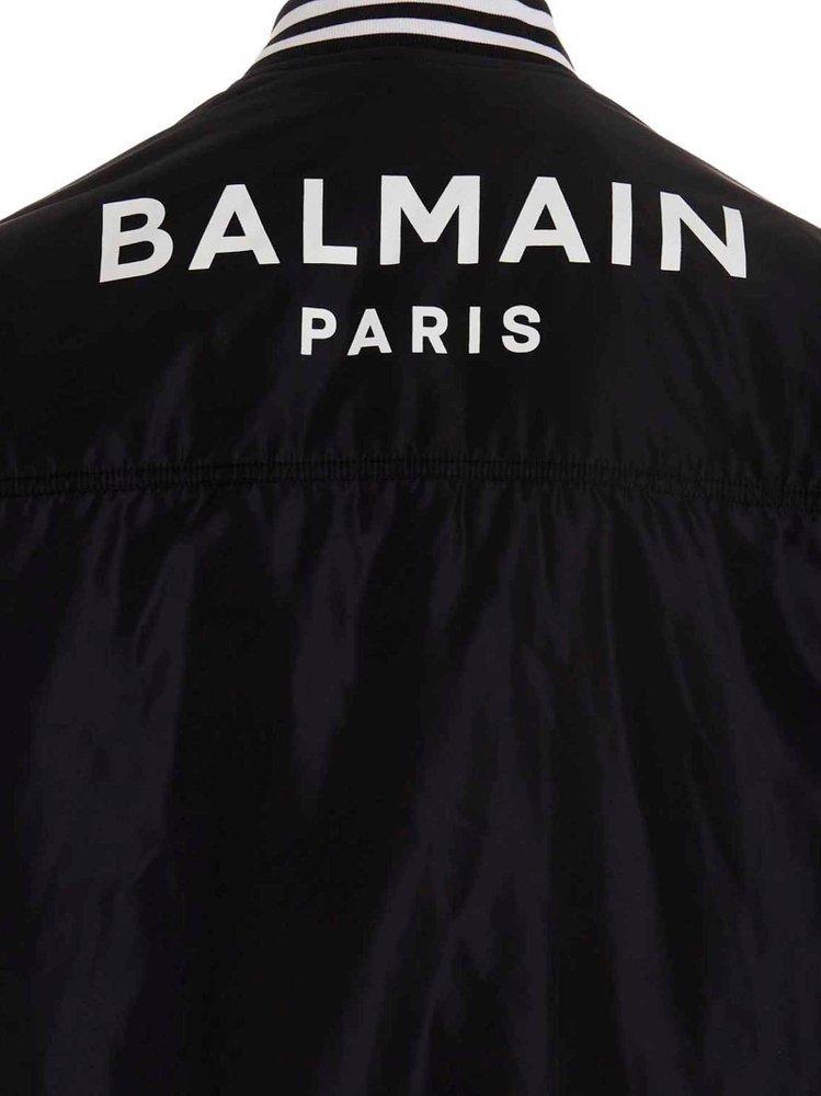 Balmain Kids logo-patch zip-up bomber jacket - Black