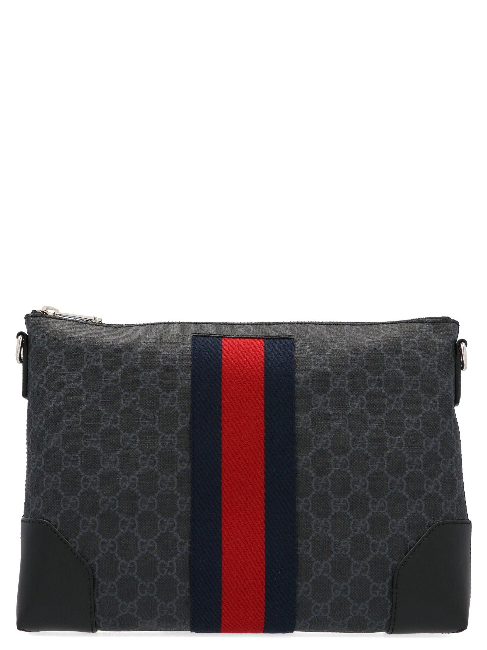 Gucci GG Supreme Wide Messenger Bag in Black for Men | Lyst