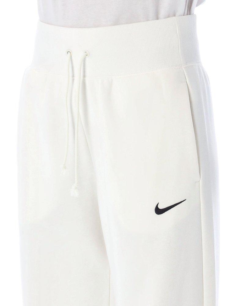 Nike Logo Detailed Wide Leg Trousers in White | Lyst