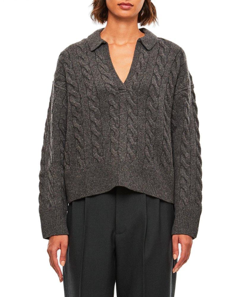 Polo Ralph Lauren Split-neck Knitted Jumper in Gray | Lyst
