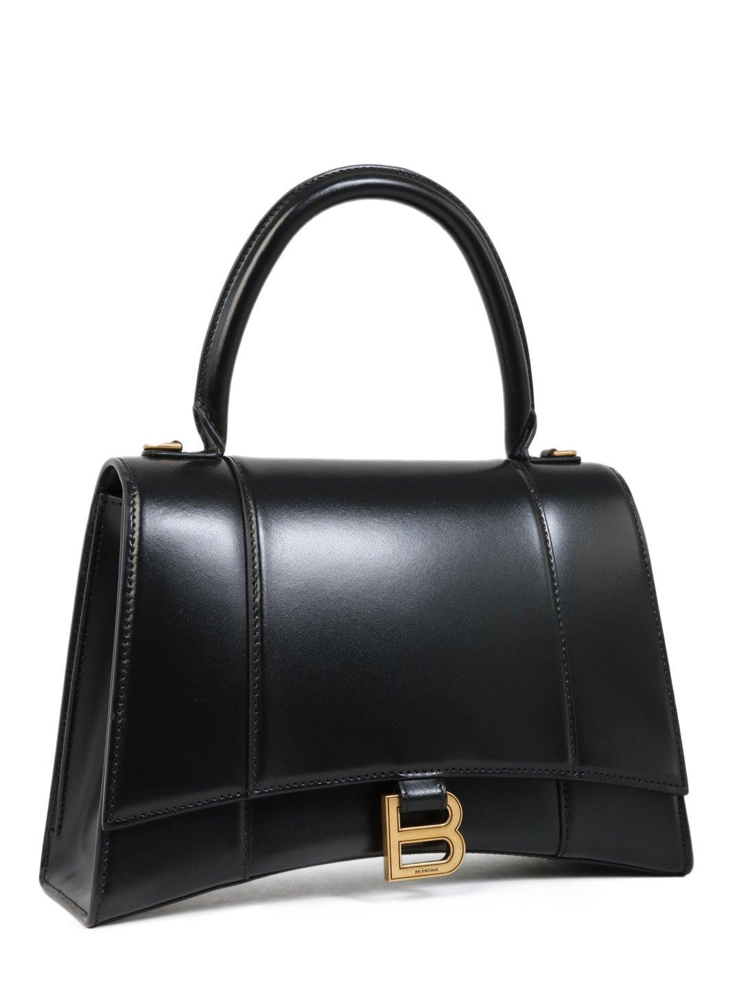 Balenciaga Leather Hourglass Medium Top Handle Bag in Black - Lyst