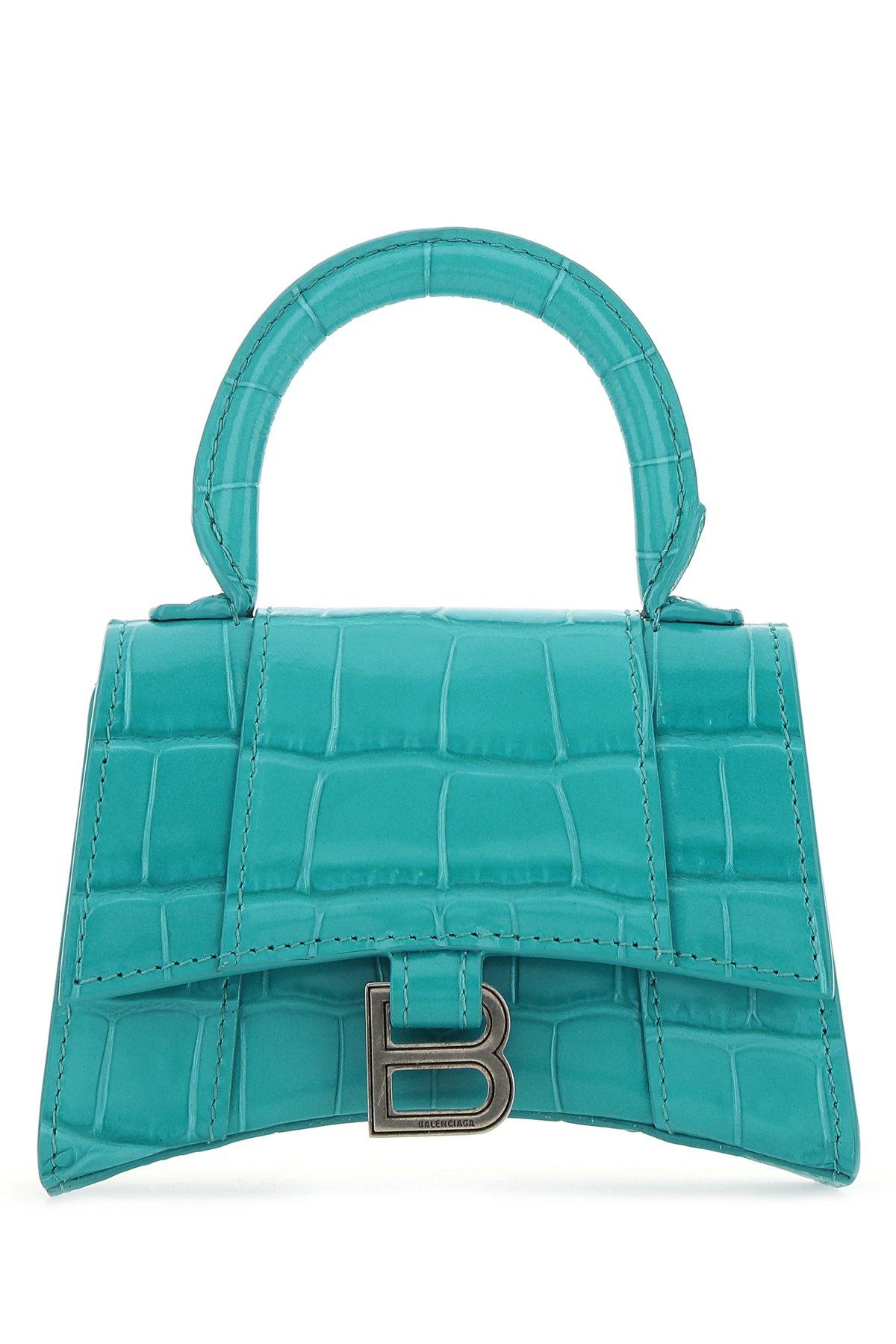 Blue croc embossed balenciaga hourglass bag