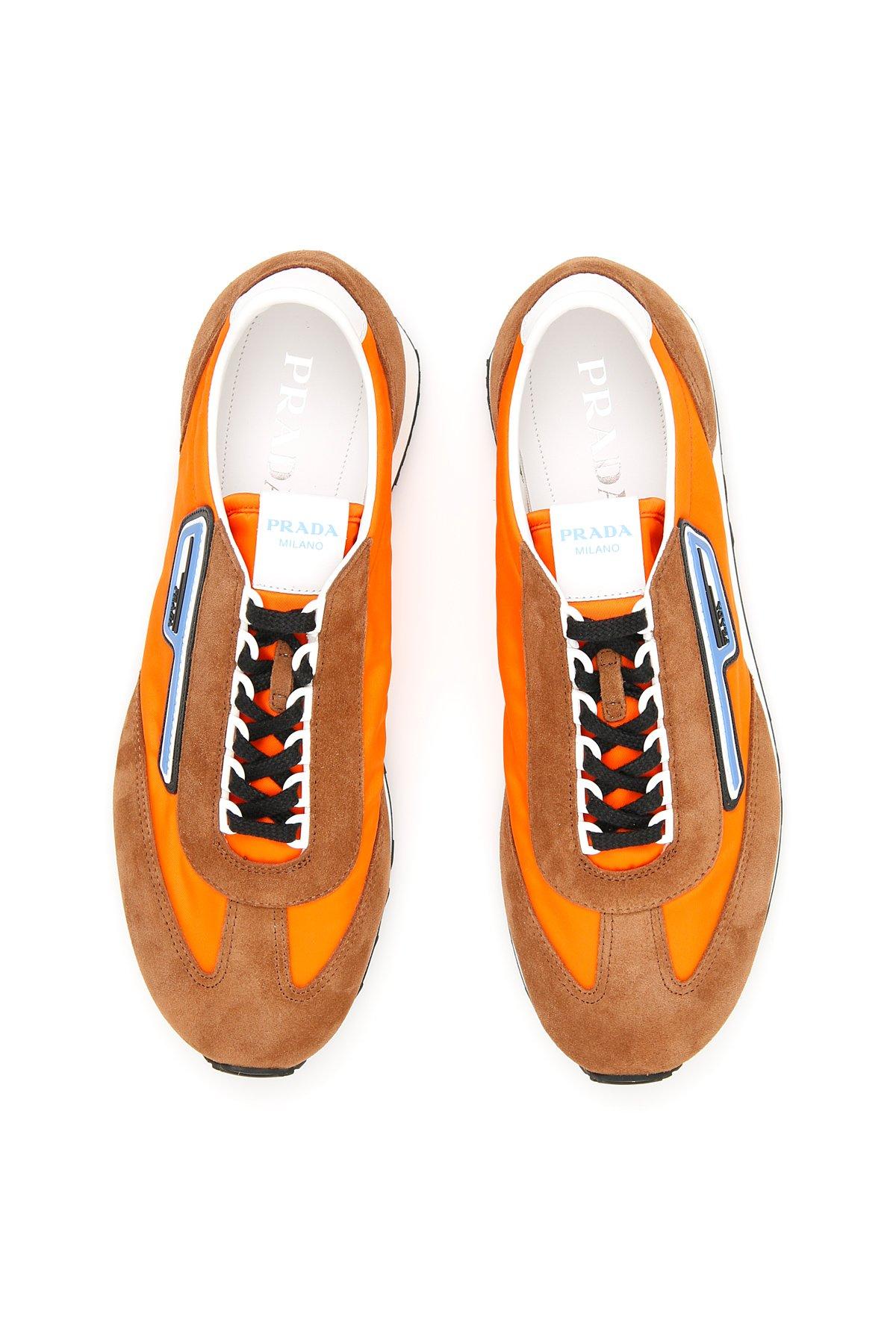 orange and white prada sneakers