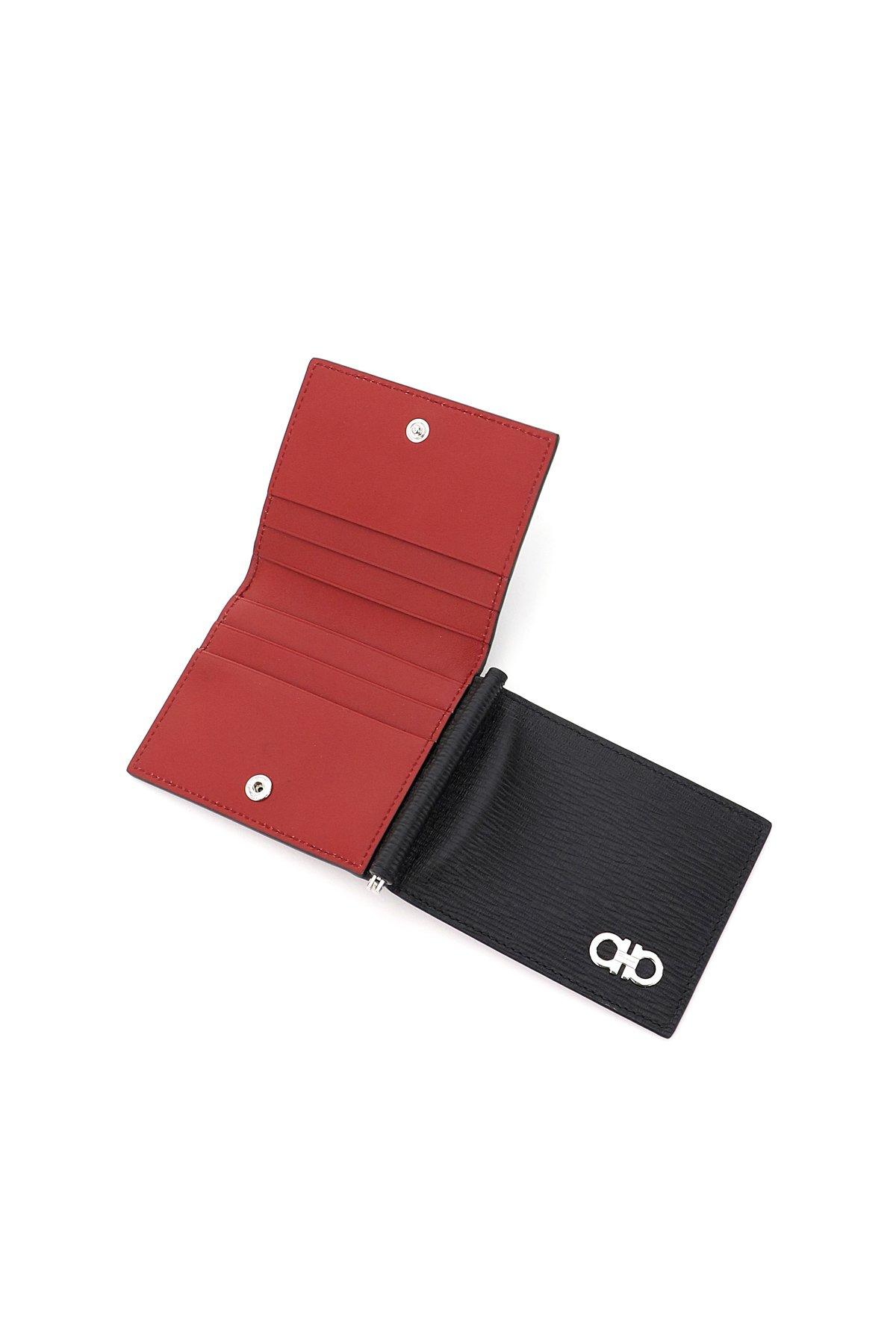 Salvatore Ferragamo Mens Black/Red Card Holder Wallet for Sale in