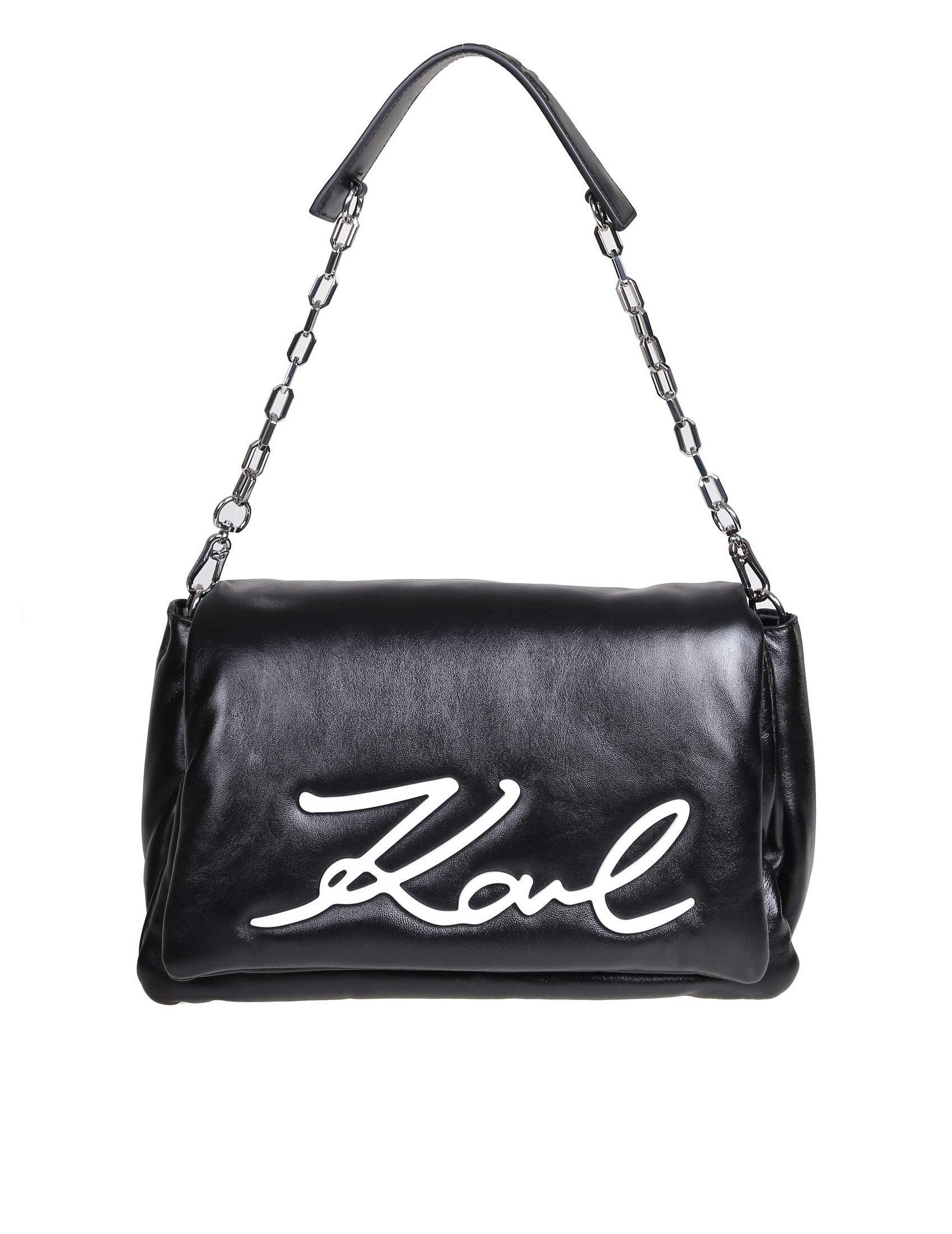 Karl Lagerfeld K / Signature Large Shoulder Bag In Soft Leather in Black |  Lyst