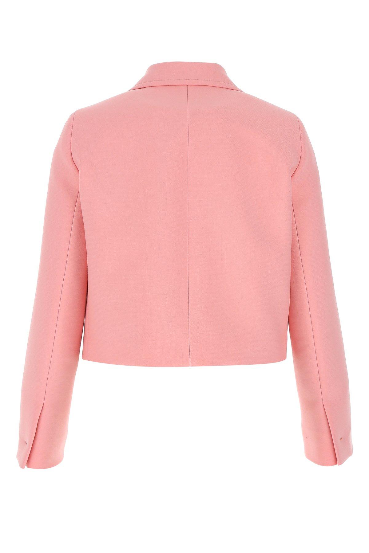 Prada Wool Cropped Blazer in Pink - Lyst
