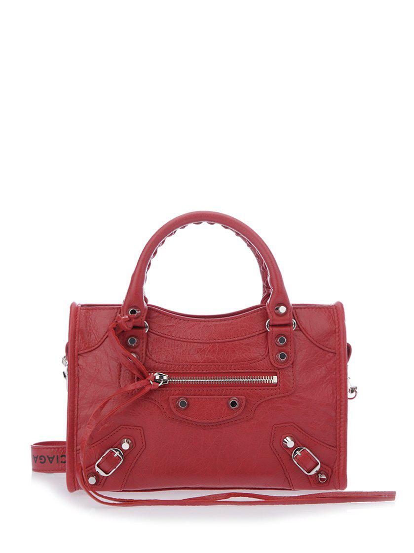 Balenciaga Leather Classic Mini City Crossbody Bag in Red - Lyst