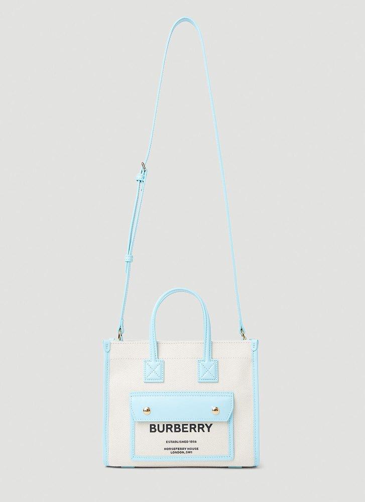 Burberry Mini Freya Tote Bag in White | Lyst