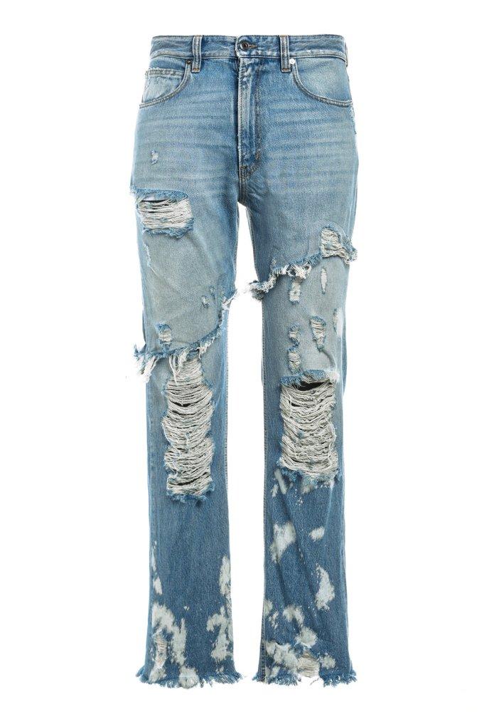 Just Cavalli Distressed Straight Fit Jeans in Blue for Men | Lyst