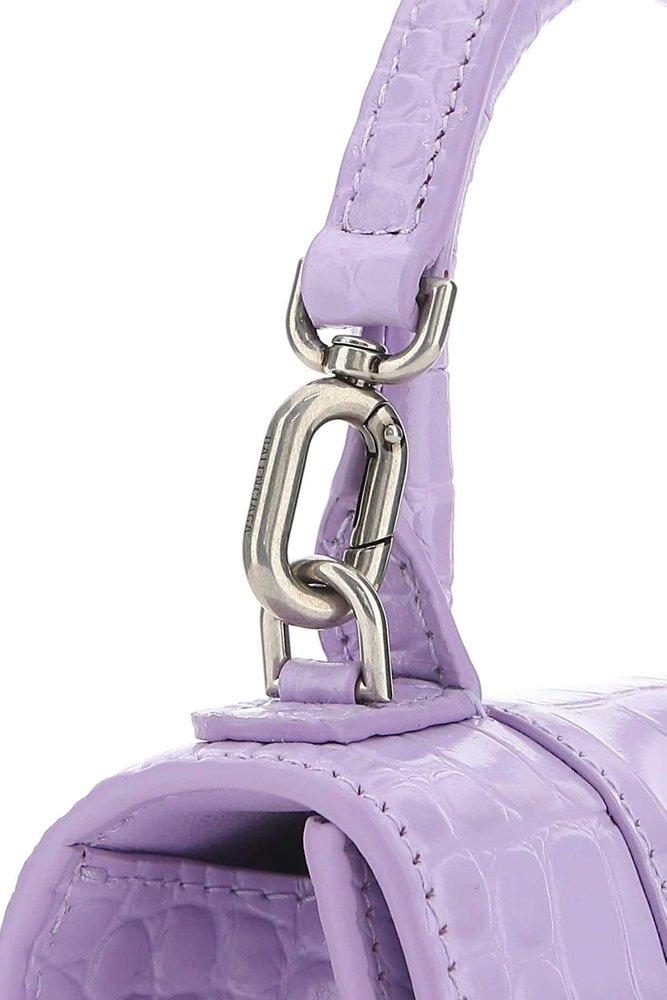 Balenciaga Hourglass Xs Logo Plaque Tote Bag in Purple | Lyst