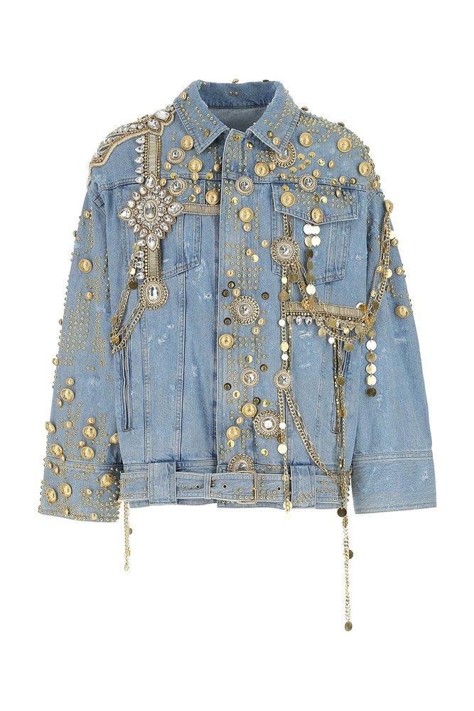 BALMAIN MOST WANTED ICONIC EMBELLISHED DENIM JACKET,38,RARE,COLLECTOR'S  PIECE