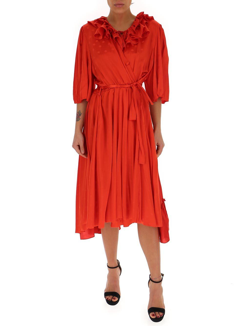 frilly wrap dress