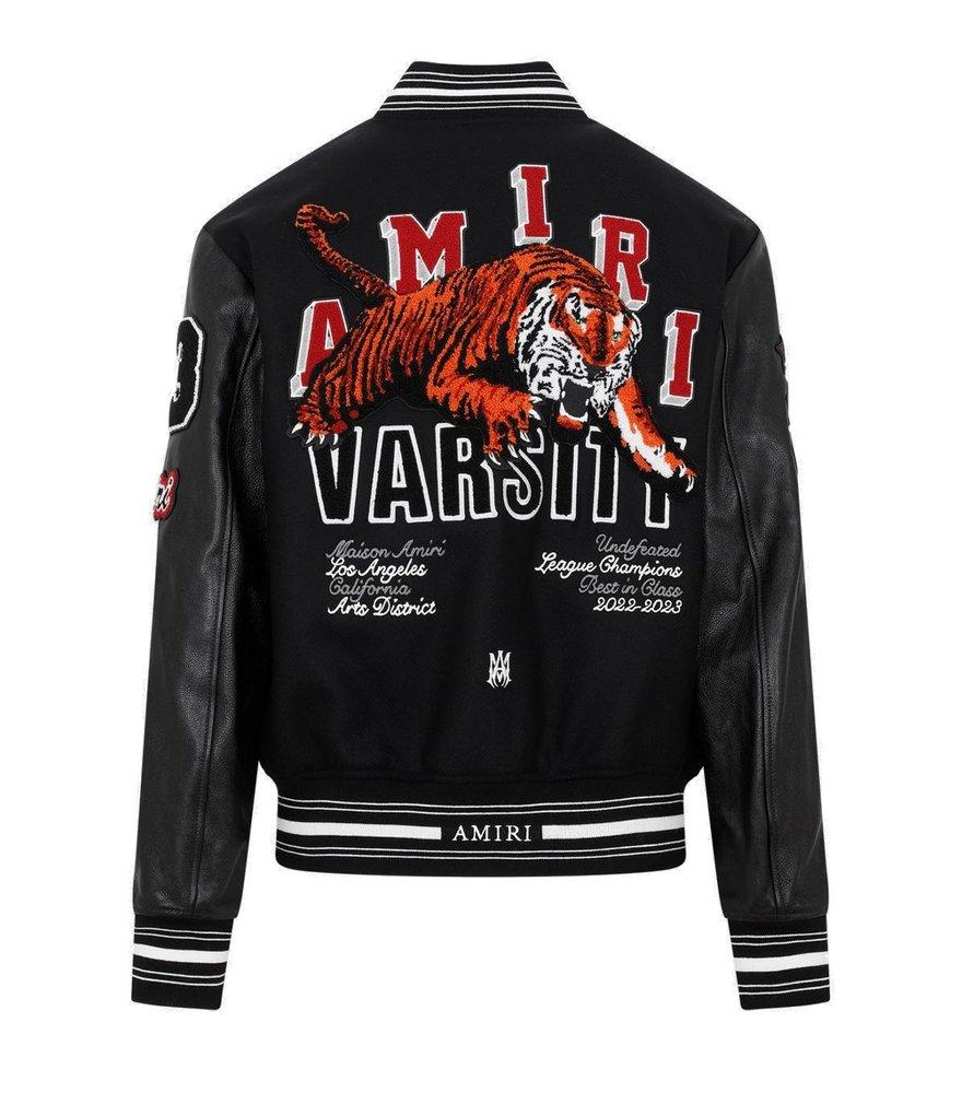 Amiri Logo Patch Varsity Bomber Jacket in Black for Men | Lyst Amiri Logo Patch Varsity Bomber Jacket in Black for Men | Lyst