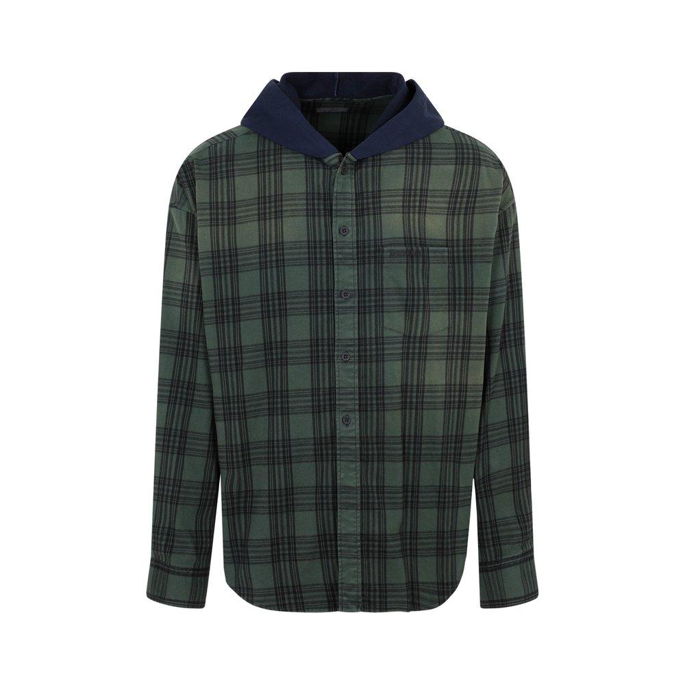 Balenciaga Hooded Shirt in Green for Men | Lyst