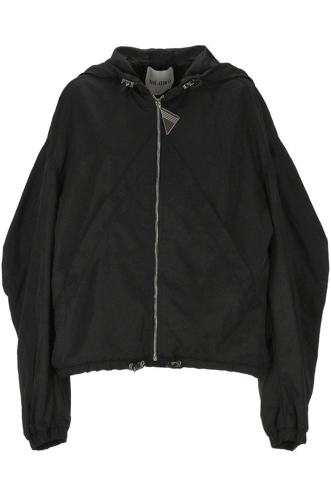 The Attico Zip-Up Hooded Bomber Jacket in Black | Lyst