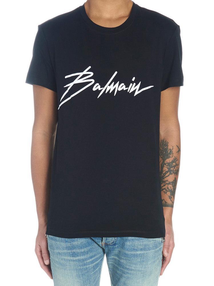 Balmain Italics Logo T-shirt in Black for Men | Lyst