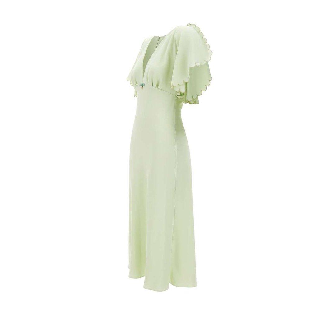 【ELISABETTA FRANCHI】フリル Vネック ロングスリーブ ドレス Elisabetta Franchi V Neck Dresses for Women | Lyst