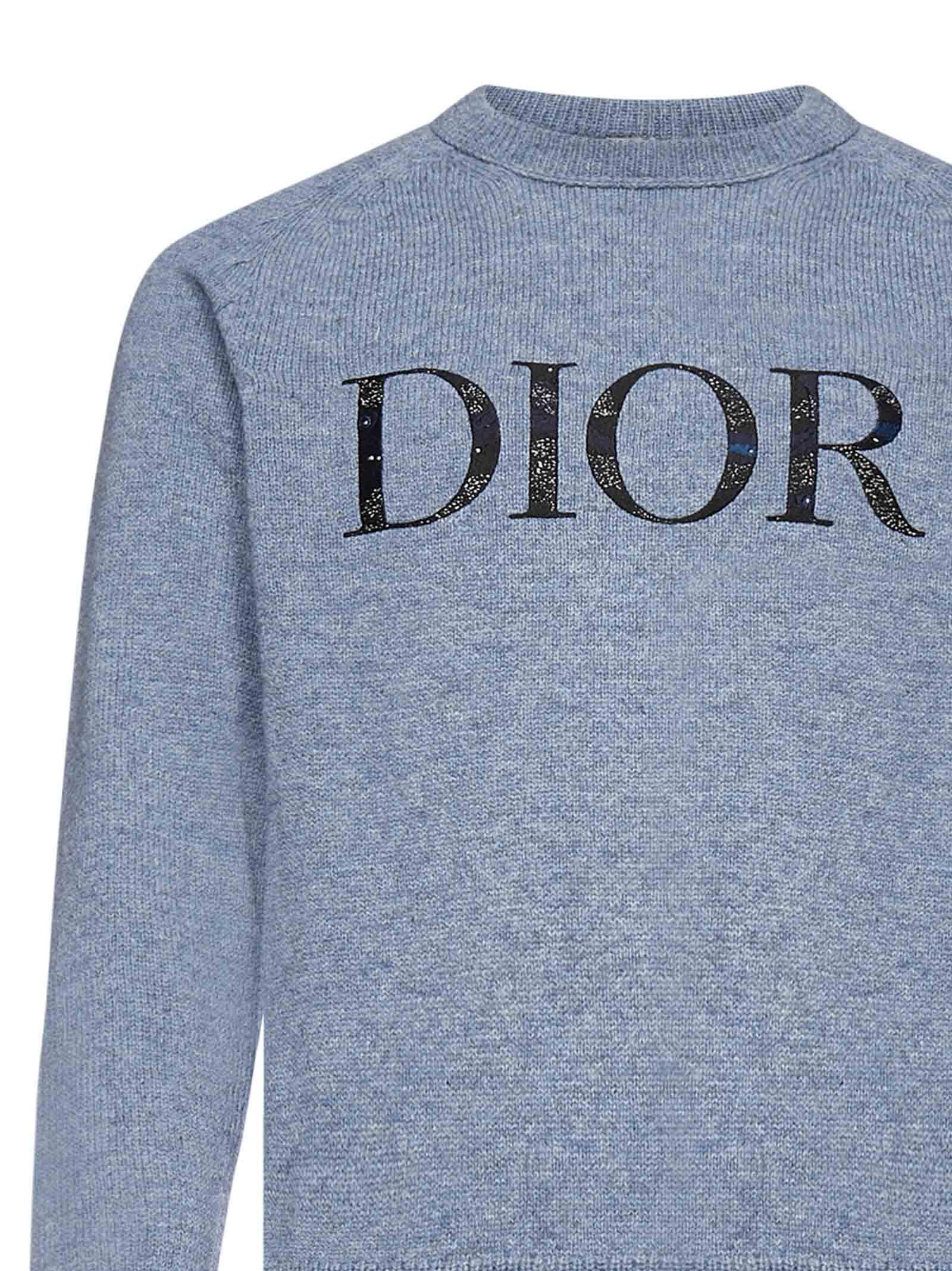 Dior X Peter Doig Embroidered Knitted Sweater in Blue for Dior X Peter Doig Embroidered Knitted Sweater in Blue for