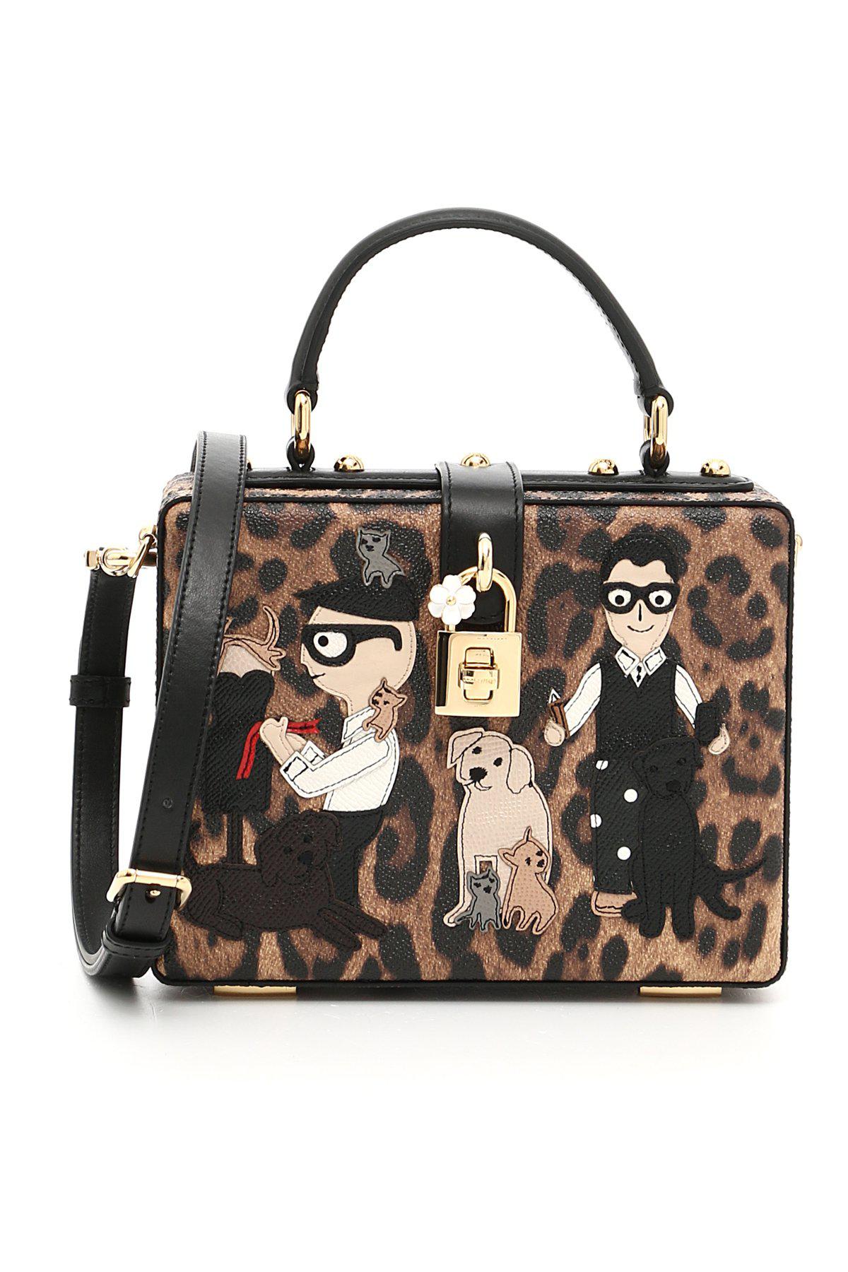 Dolce & Gabbana Family Patch Leopard Print Box Bag in Brown | Lyst