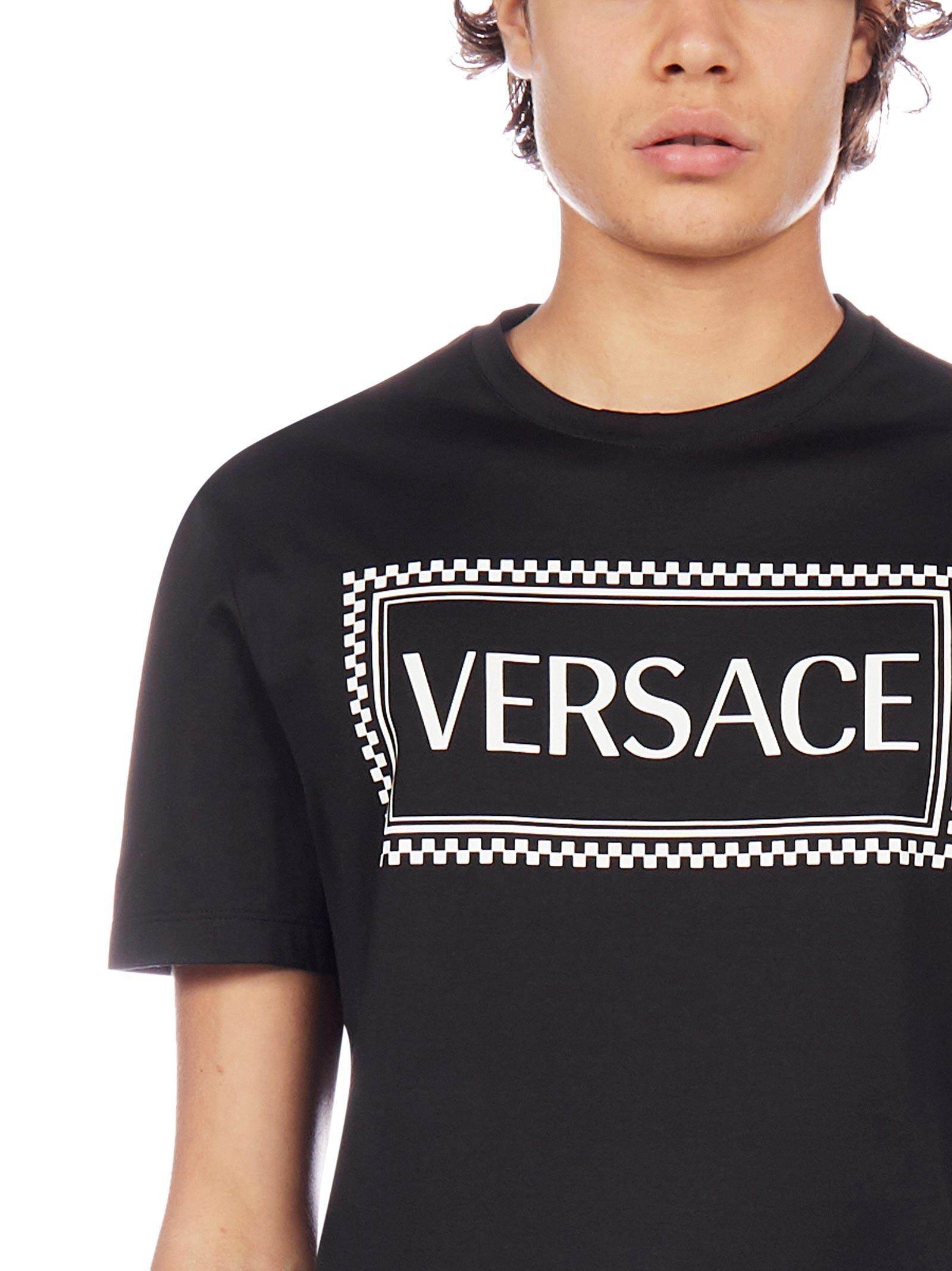 Versace Box Logo T-shirt in Black for Men | Lyst