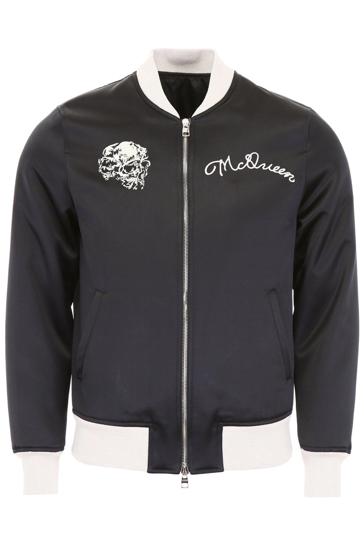 Alexander McQueen Cotton Skeleton Bomber Jacket in Black for Men - Lyst