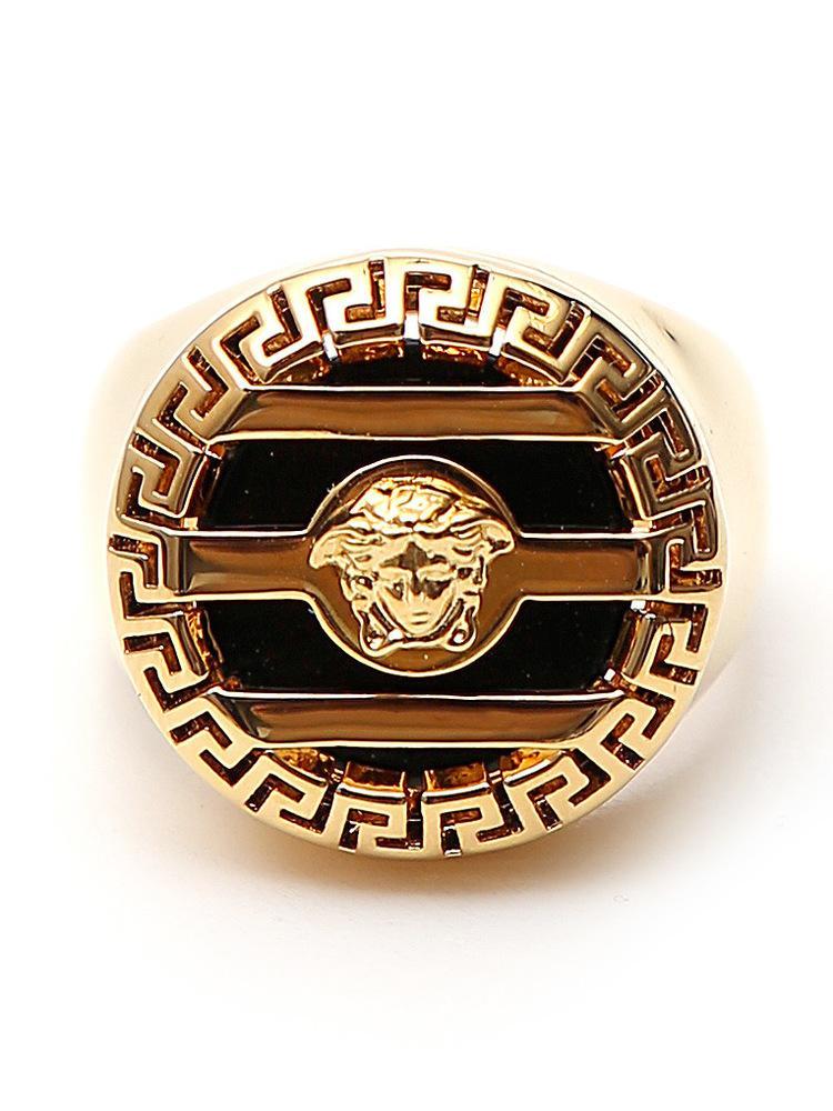 round 3d greek key medusa ring