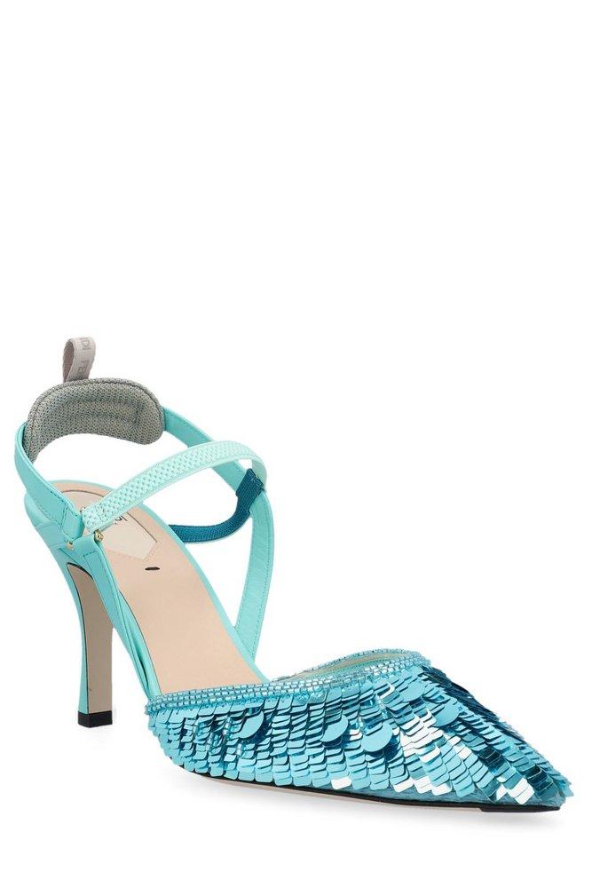 Blue sequin shop heels