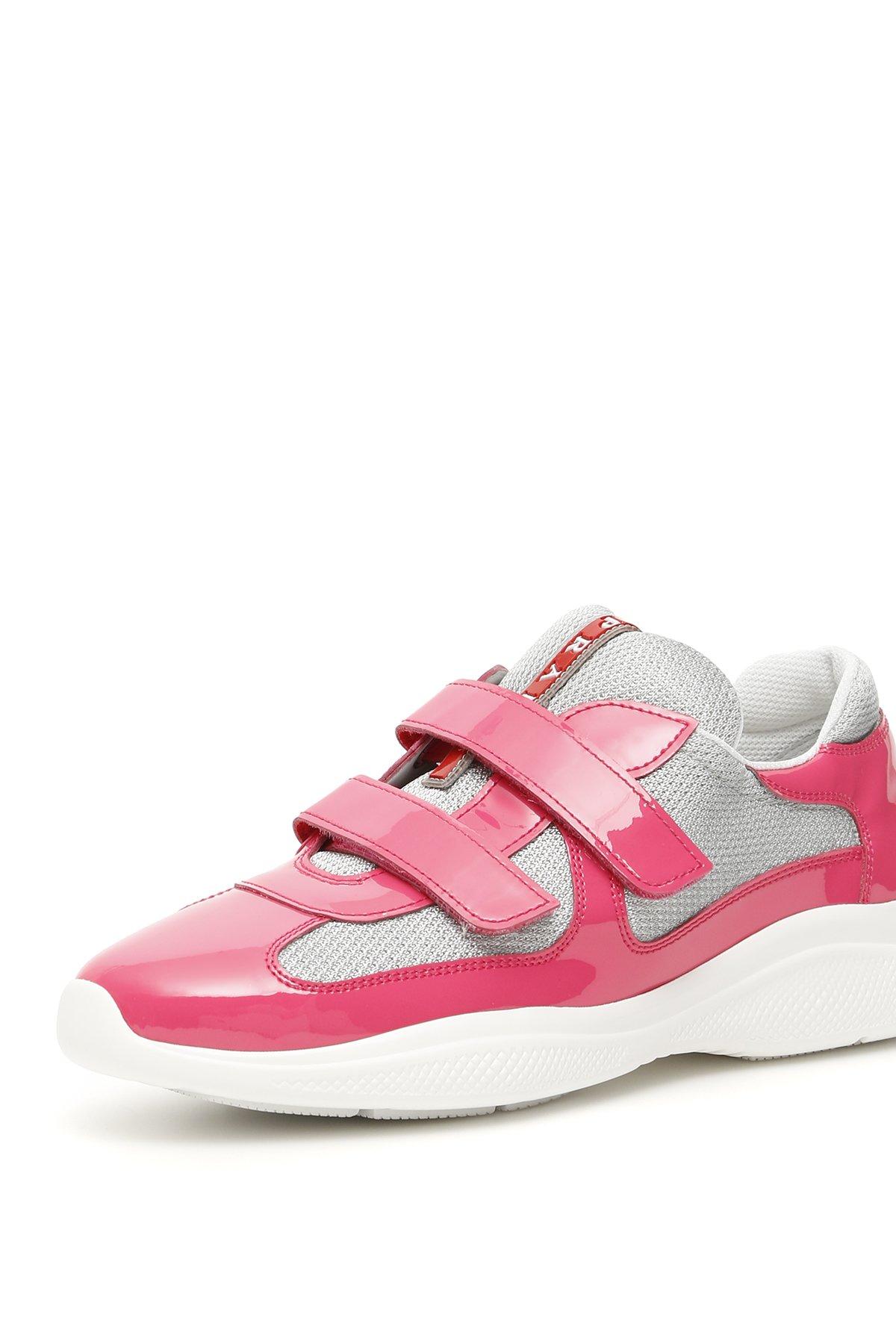 undersøgelse motivet Skuffelse Prada Velcro Strap Contrasting Panelled Sneakers in Pink | Lyst