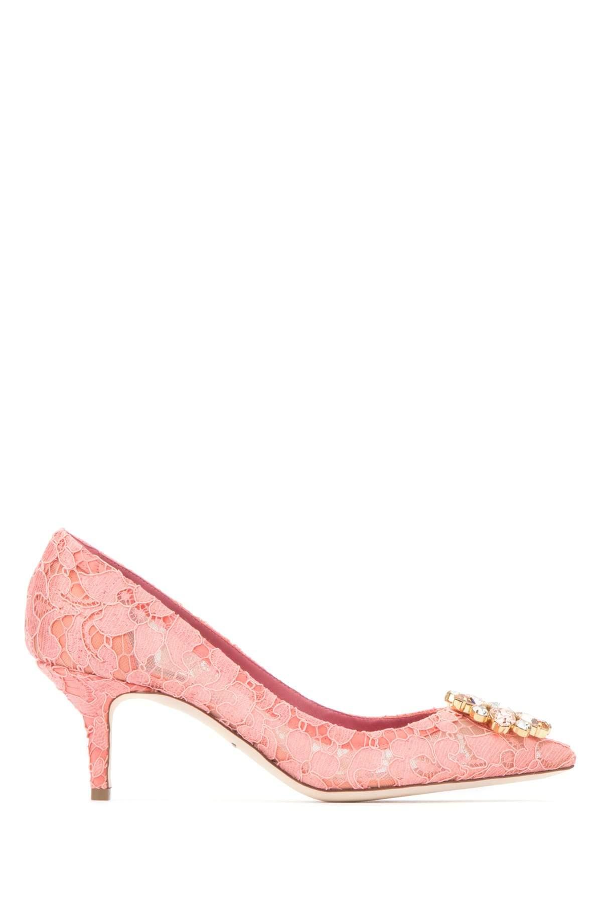 Dolce & Gabbana Bellucci Embellished Lace Pumps in Pink - Lyst
