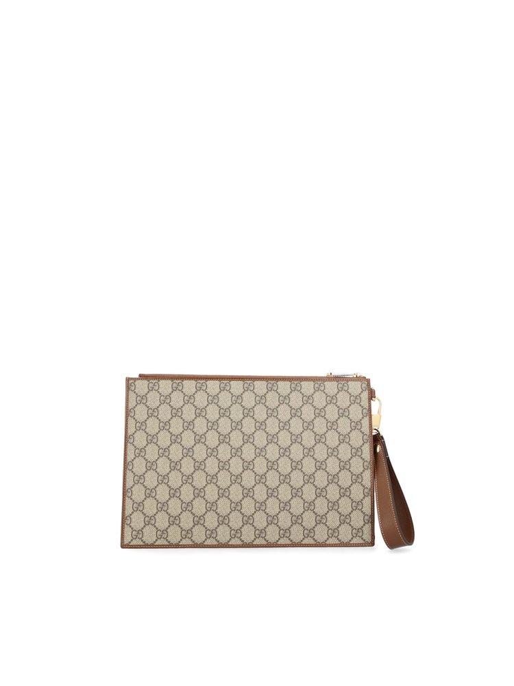 GUCCI Leather and Logo-Jacquard Tote Bag for Men