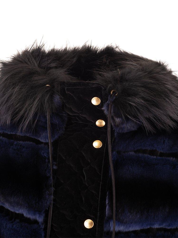 Fendi Quilted Hooded Tied waist Velvet Coat in Blue Lyst UK