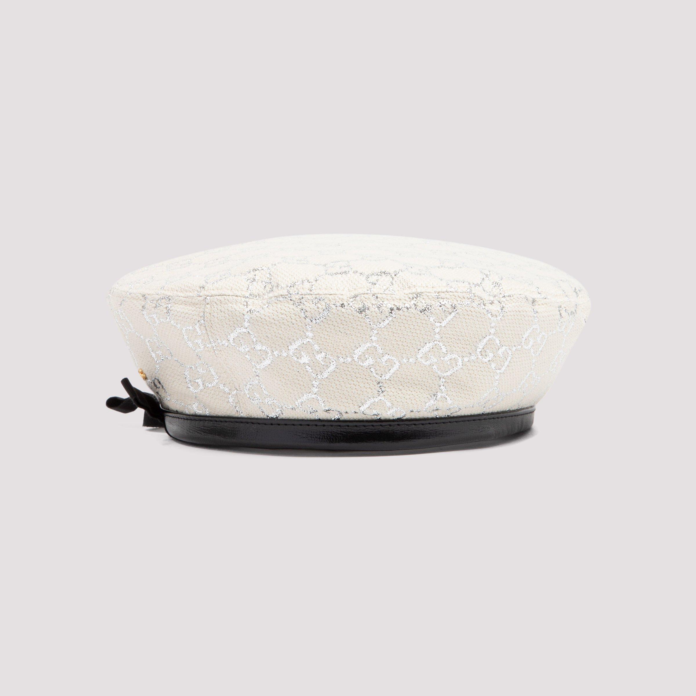 Gucci GG Lamé Beret in White | Lyst