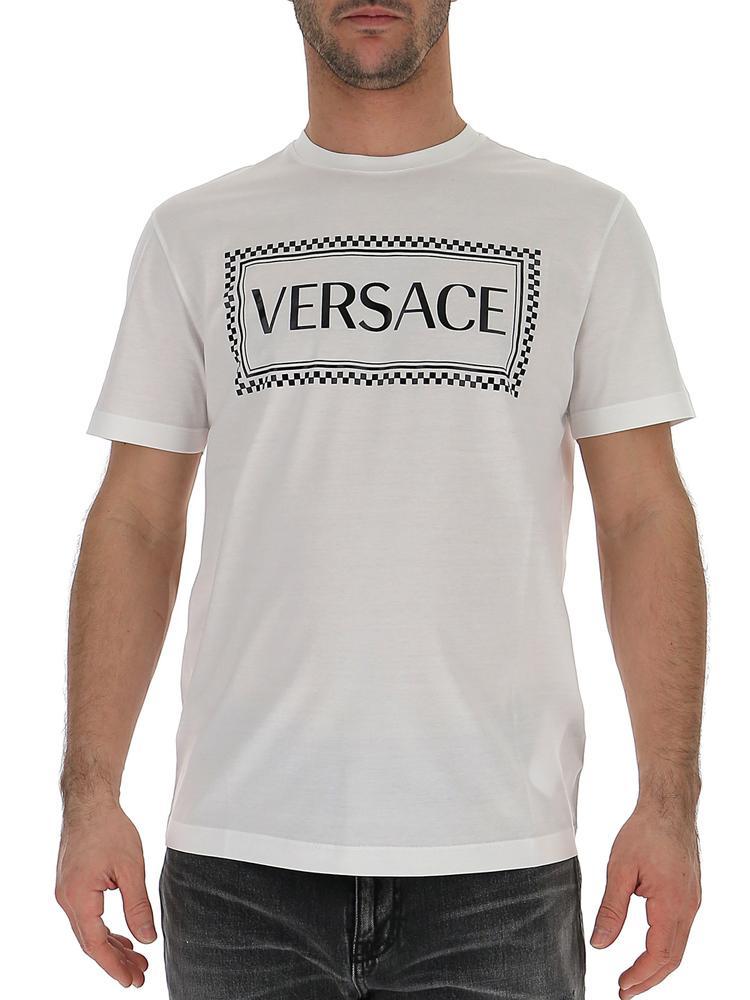 Versace Cotton Logo Print T-shirt in White for Men - Save 32% - Lyst
