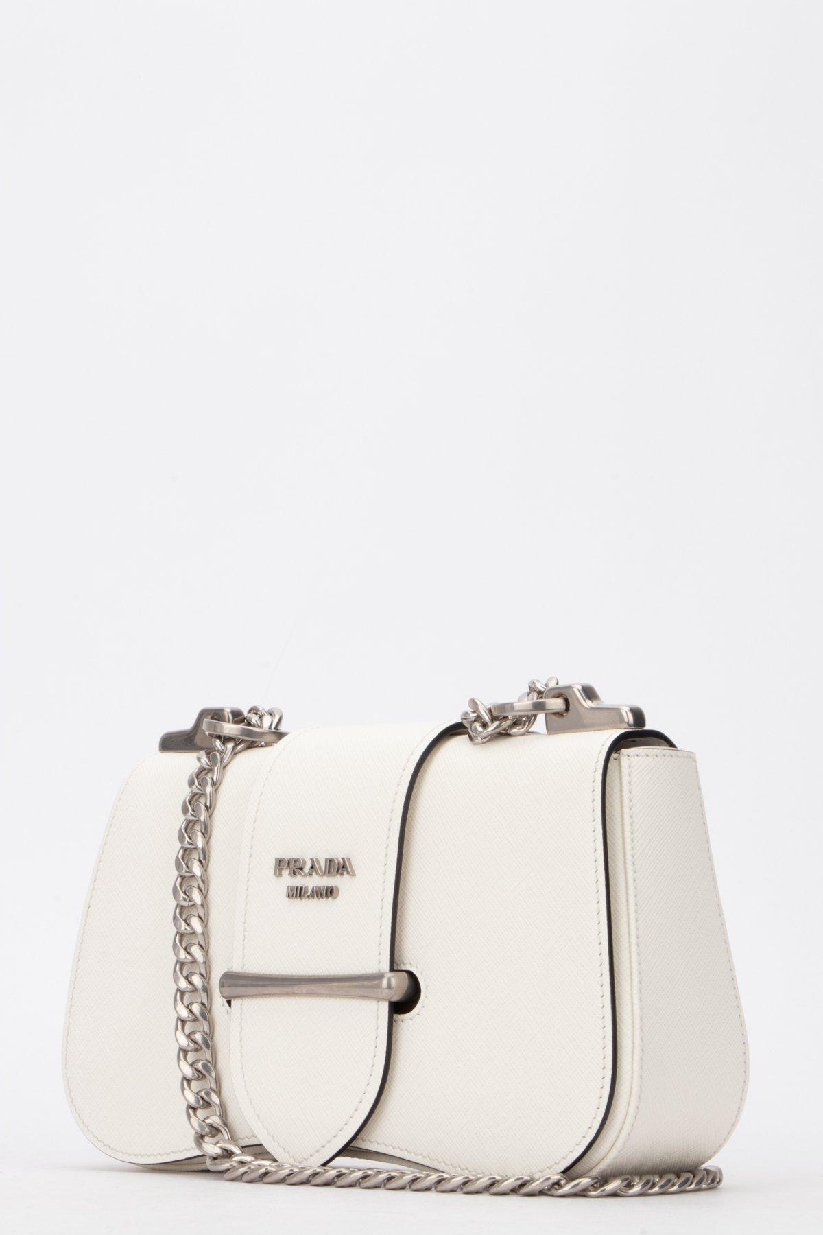 Prada White Saffiano Leather Crossbody Saddle Bag, myGemma