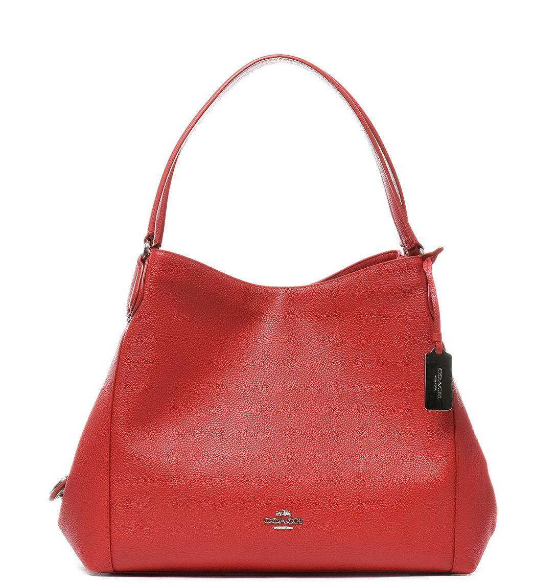 COACH Edie Leather Shoulder Bag in Red Lyst