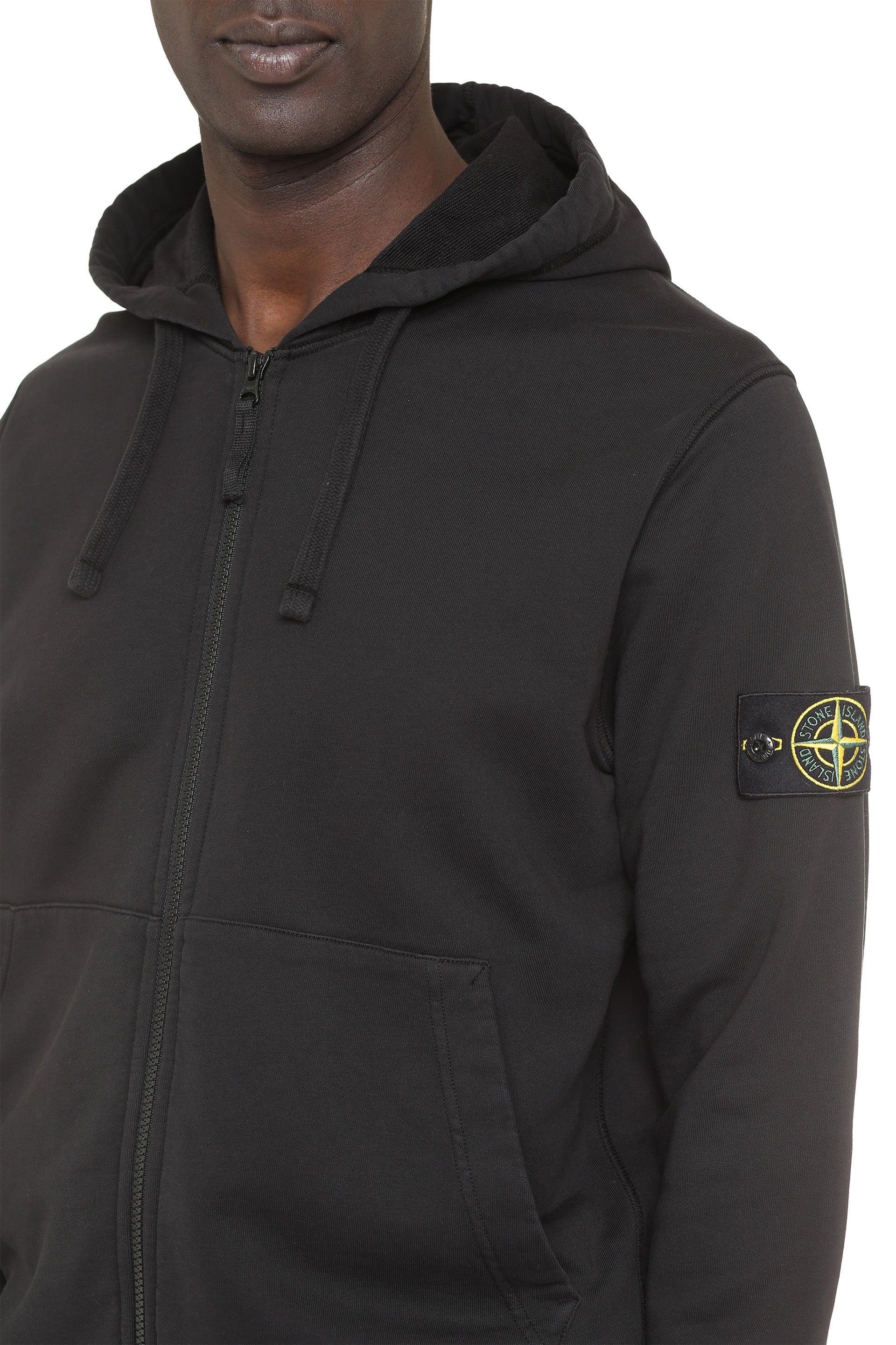 Stone Island Cotton Full Zip Hoodie in Black for Men - Save 22% - Lyst