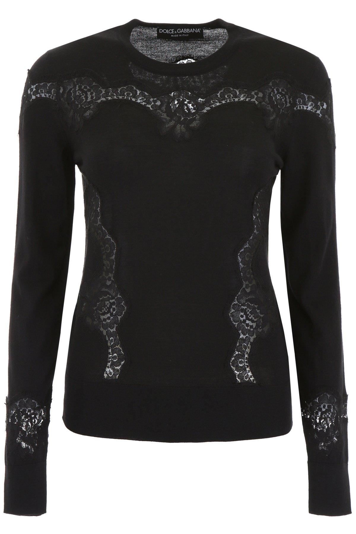Lyst - Dolce & Gabbana Lace-detail Pullover in Black