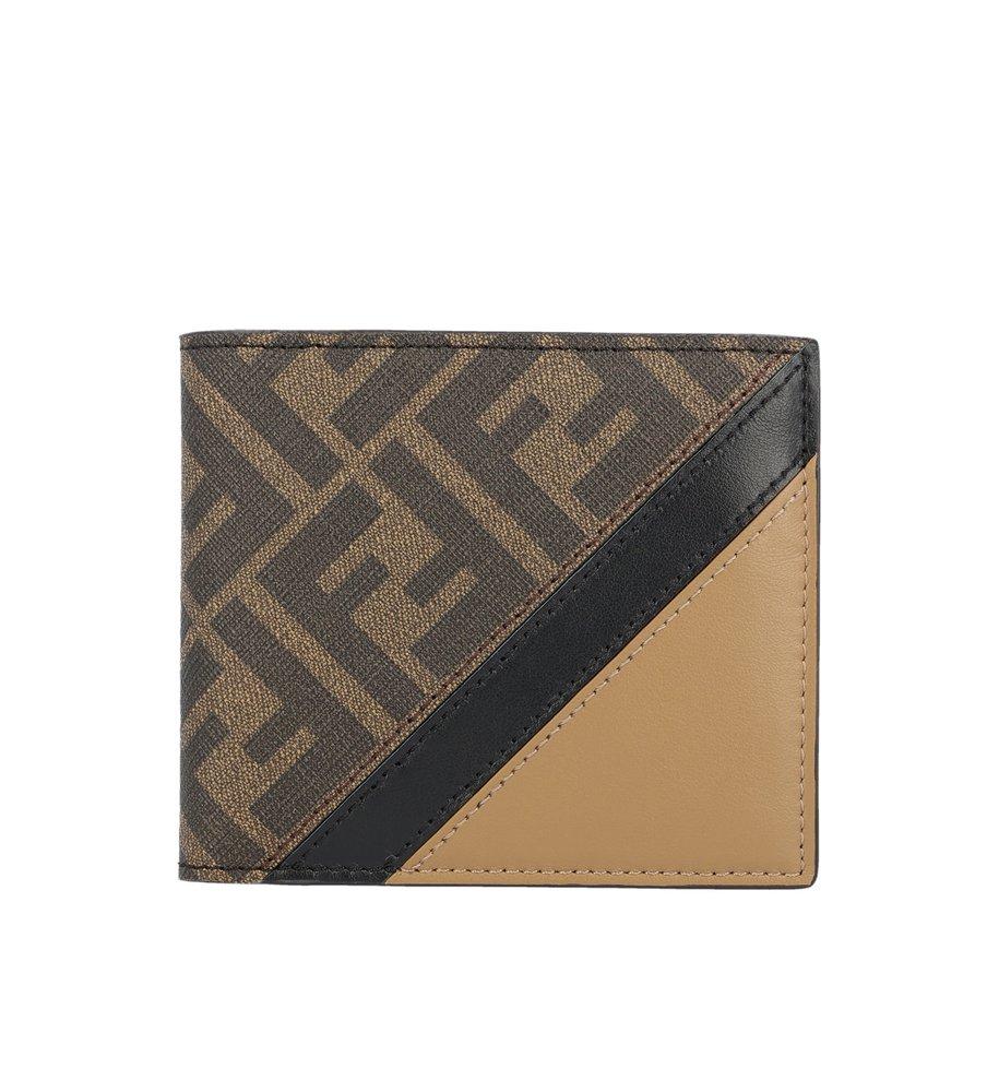 Fendi Leather Ff Monogram Bi-fold Wallet in Metallic for Men | Lyst