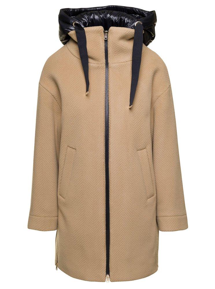 Herno slouch-hood zip-up coat - Black