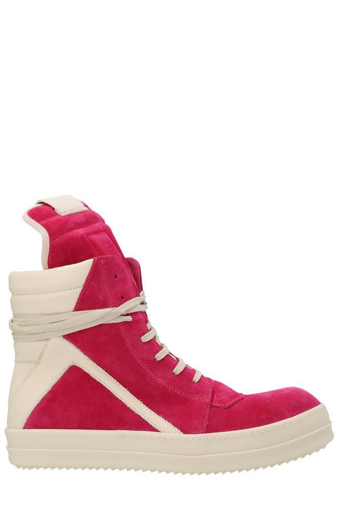 Rick Owens Geobasket High-top Lace-up Sneakers in Pink for Men | Lyst