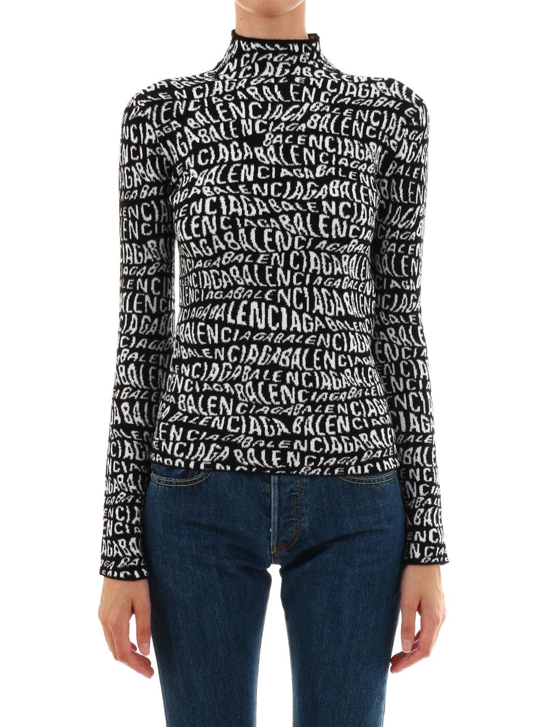 balenciaga logo turtleneck sweater