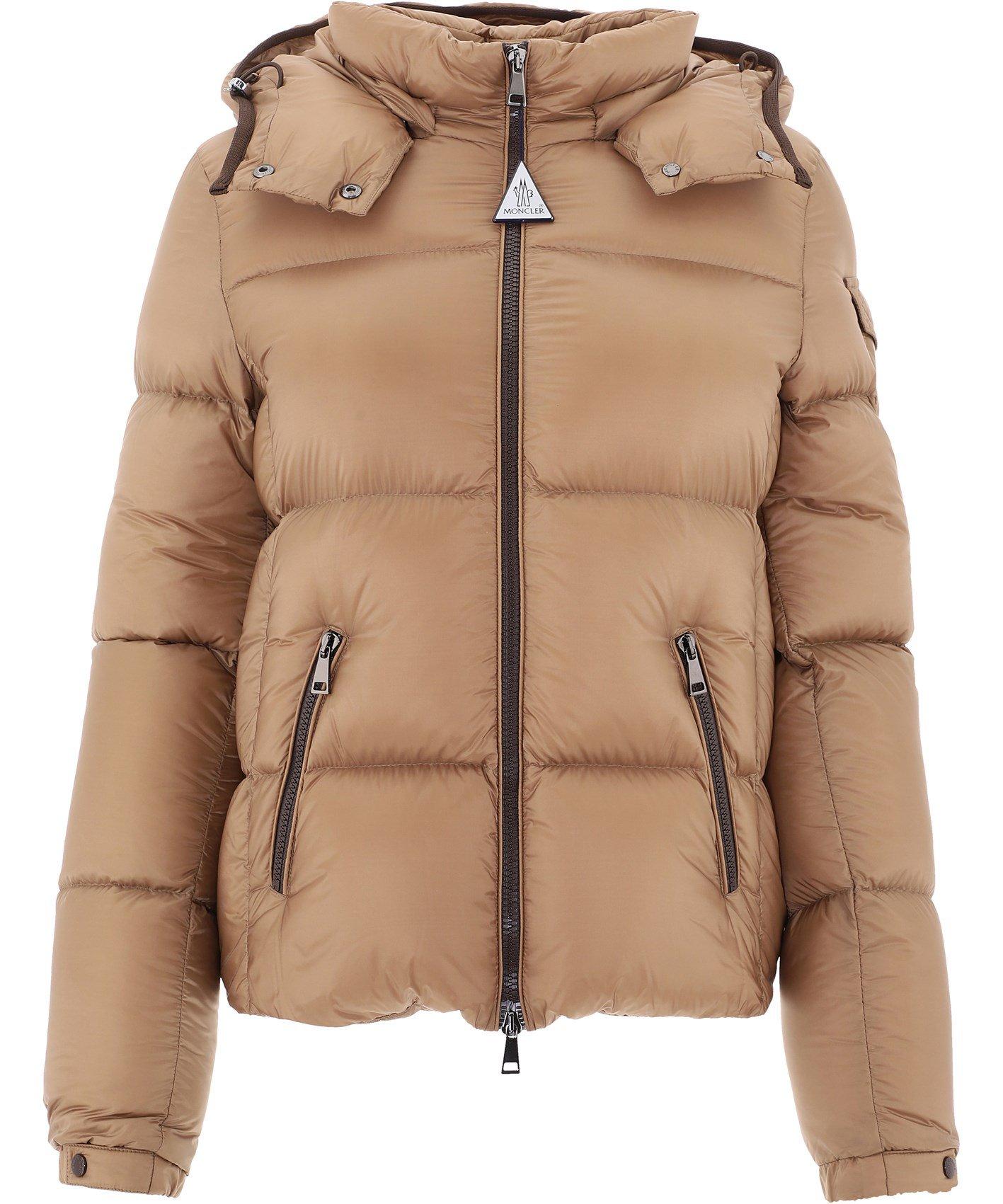 Moncler Fourmi Hooded Down Jacket in Brown | Lyst