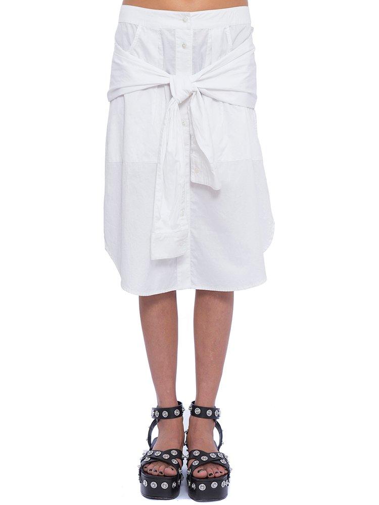 Summen Male Egetræ Alexander Wang Front Shirt Fastened Midi Skirt in White | Lyst