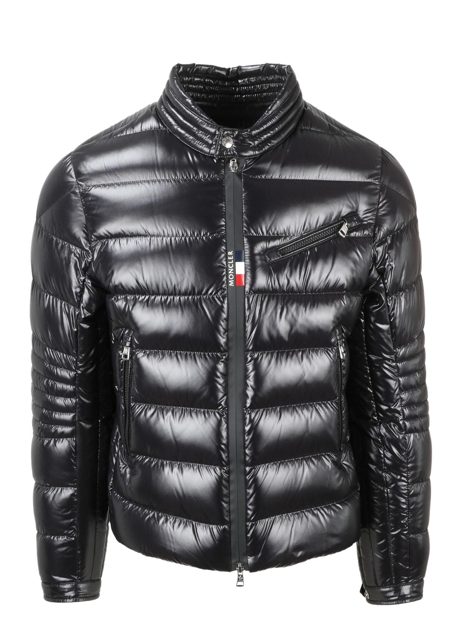 Moncler Baunard Zipped Biker Jacket in Black for Men | Lyst